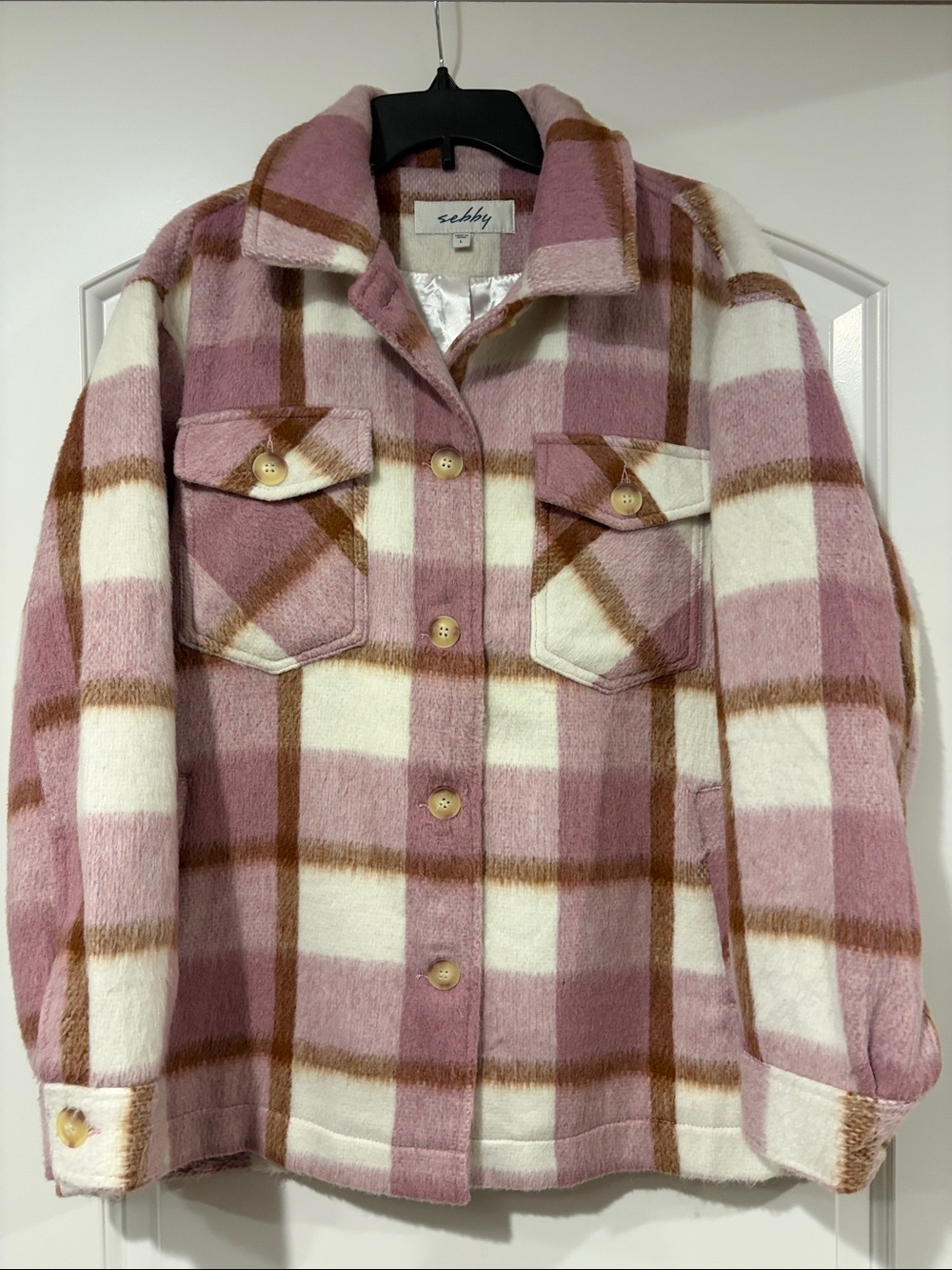 Women’s Sebby Pink Plaid Shacket